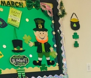 St. Patrick's Day bulletin board green leprechaun decorations