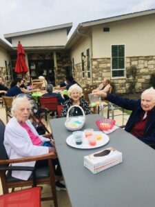 Residents dyeing easter eggs